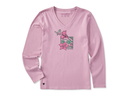 Life is Good Women's Long Sleeve Crusher Vee - Trumpet Flower Frame
