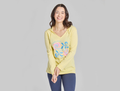 Life is Good Women's Long Sleeve Hooded Crusher Lite Tee - Good Things Flower Tie Dye