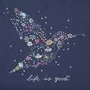Life is Good Women's Crusher Lite Tee - Wildflower Hummingbird