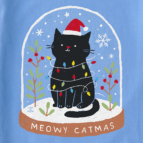 Life is Good Women's Crusher Tee - Meowy Catmas Snowglobe