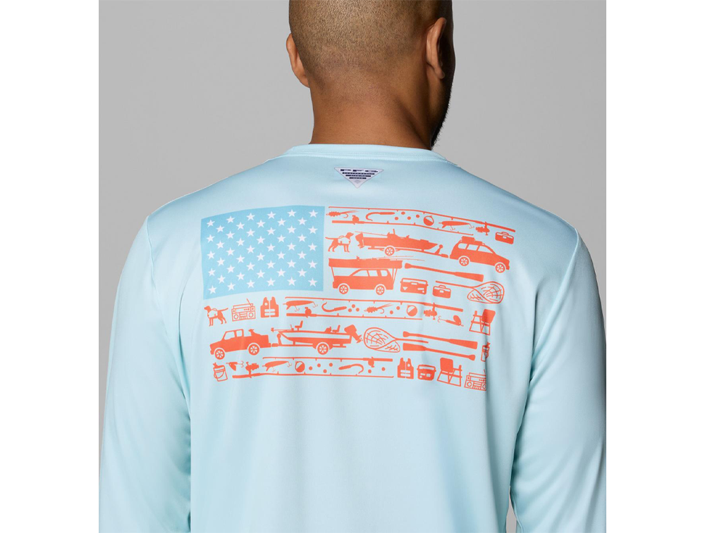 Columbia Men's Terminal Tackle PFG Fish Flag Long Sleeve Shirt - M
