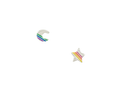 Tomas Mismatched Rainbow Striped Star and Moon Post Earring