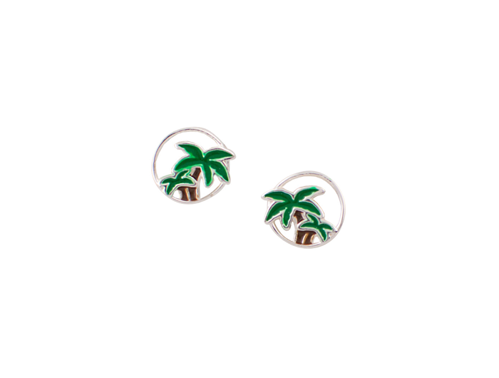 Tomas Enamel Palm Tree Circle Post Earring