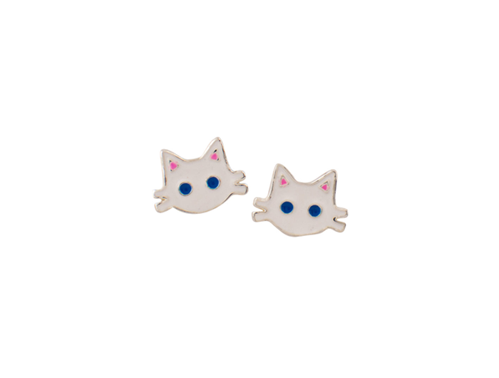 Tomas White Kitty Face Post Earring