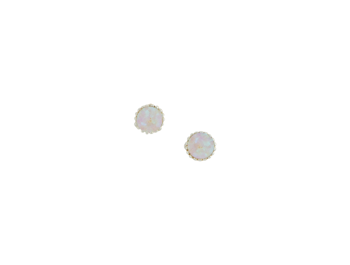 Tomas Round Notched Bezel Opal Post Earring