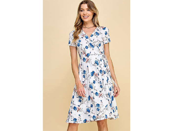 Chris & Carol Women's Floral Print Faux Wrap Dress