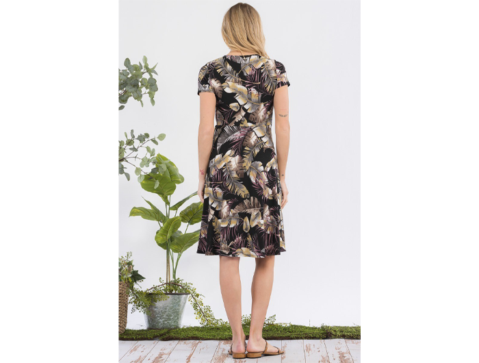 Chris & Carol Women's Leaf Print Faux Wrap Dress