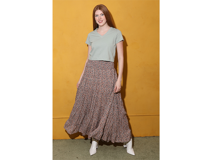 Angie Women's Smocked Waist Tiered Maxi Skirt