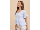 Hem & Thread Women's V-Neck Ruffle Sleeve Top