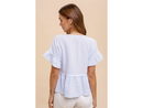 Hem & Thread Women's V-Neck Ruffle Sleeve Top