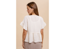 Hem & Thread Women's V-Neck Ruffle Sleeve Top