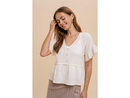Hem & Thread Women's V-Neck Ruffle Sleeve Top