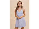 Hem & Thread Women's Textured V-Neck Babydoll Mini Dress