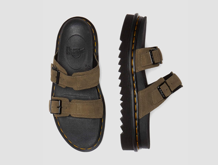 Dr. Martens Myles Bronx Suede Buckle Slide Sandals