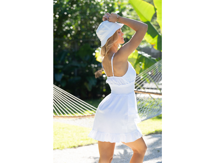 Blanco by Nature Women's Bella Tie Front Ruffle Dress