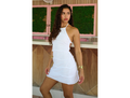 Blanco by Nature Women's Noa Fray Trim Halter Mini Dress