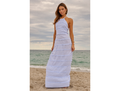 Blanco by Nature Women's Scarlett Fray Trim Halter Maxi Dress