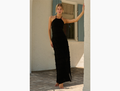 Blanco by Nature Women's Scarlett Fray Trim Halter Maxi Dress