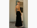 Blanco by Nature Women's Scarlett Fray Trim Halter Maxi Dress