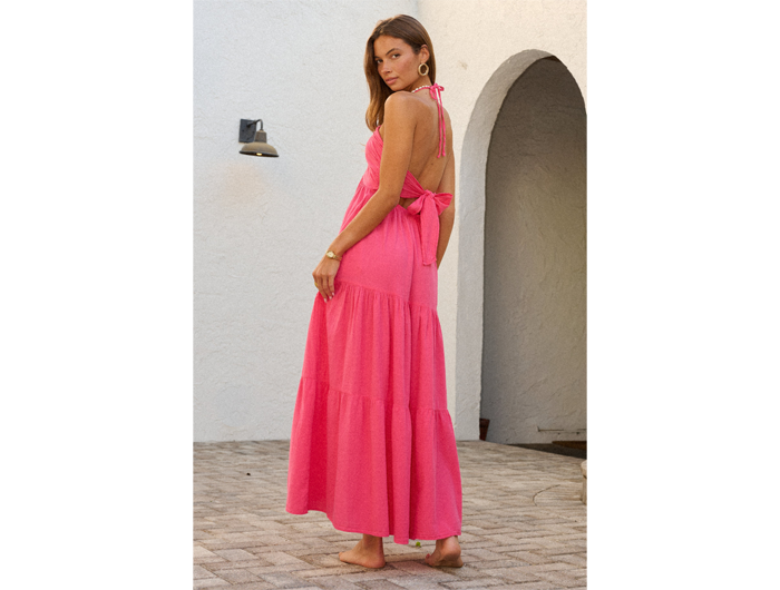 Blanco by Nature Women's Carlotta Tiered Maxi Dress M / Tangerine