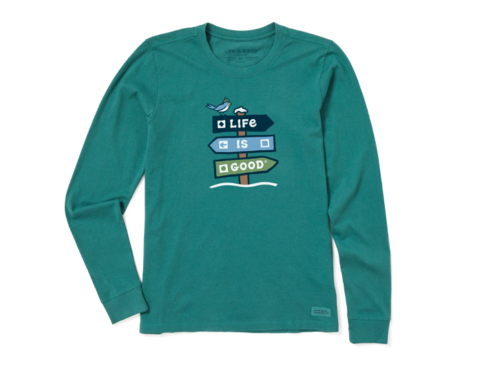 Life is Good Women's Long Sleeve Crusher Tee - LIG Ski Day