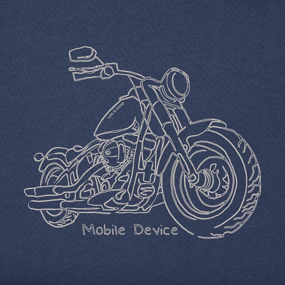 Life is Good Men's Crusher Lite Tee - Mobile Device Line Drawing Motorcycle