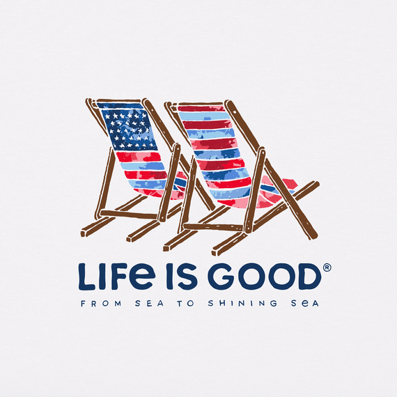 Life is Good Men's Crusher Tee - Tie Dye Americana Beach Chairs