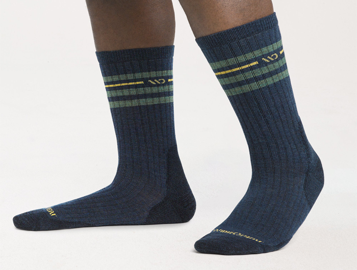 Wide Open by Darn Tough Men's Vintage Stripe Cushioned Crew Socks