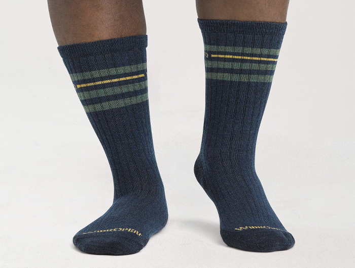 Wide Open by Darn Tough Men's Vintage Stripe Cushioned Crew Socks