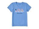 Life is Good Women's Crusher Lite Vee - Three Americana Beach Chairs