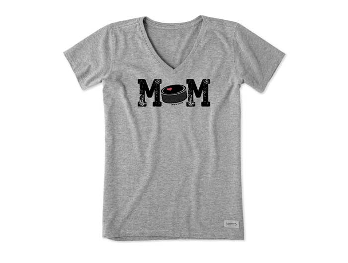 Life is Good Women's Crusher Vee - Hockey Puck Mom