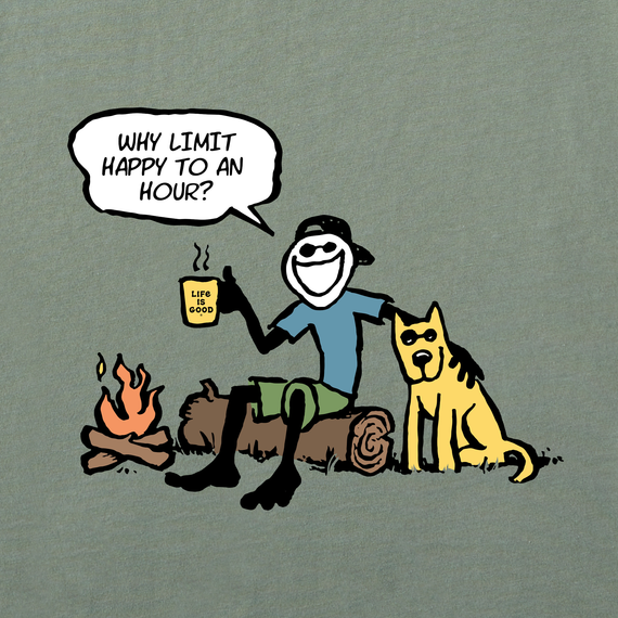 Life is Good Men's Crusher Tee - Jake and Rocket Happy Hour Comic