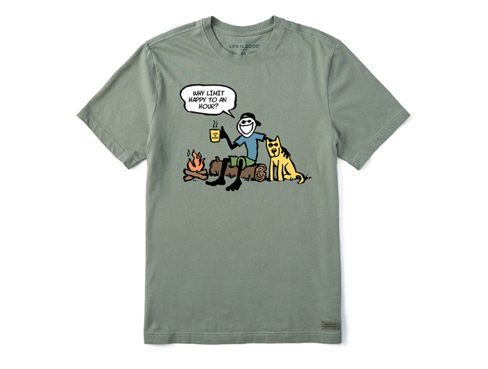 Life is Good Men's Crusher Tee - Jake and Rocket Happy Hour Comic