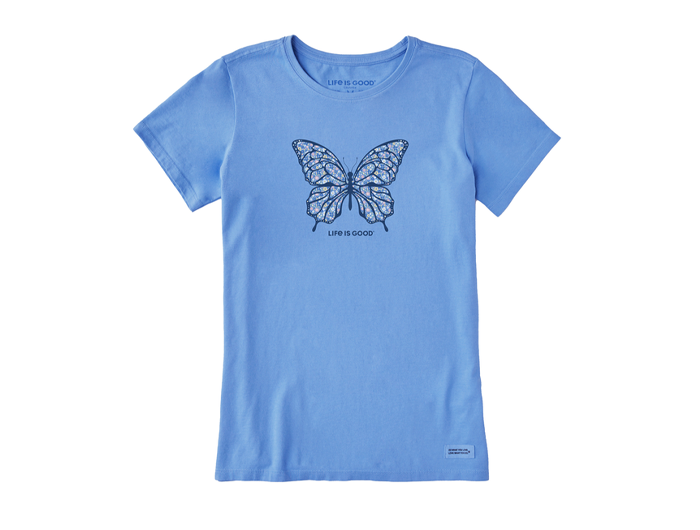Life is Good Women's Crusher Tee - Ditsy Floral Butterfly