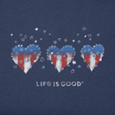 Life is Good Women's Crusher Vee - Americana Hearts Stars and Stripes