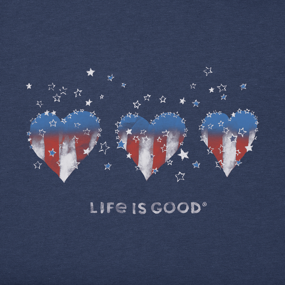 Life is Good Women's Crusher Vee - Americana Hearts Stars and Stripes