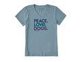 Life is Good Women's Crusher Vee - Peace Love Dogs