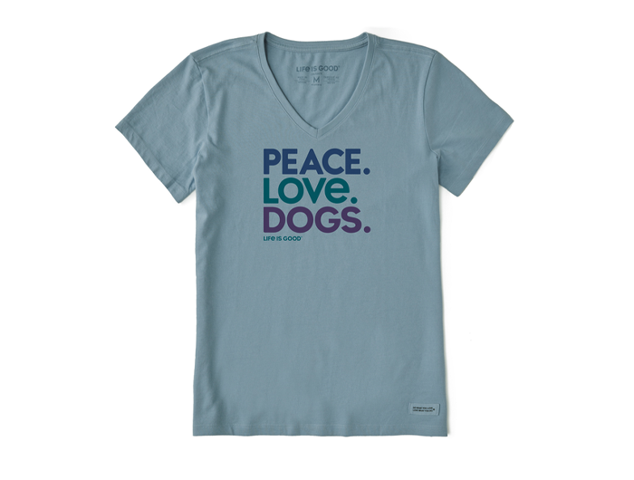 Life is Good Women's Crusher Vee - Peace Love Dogs