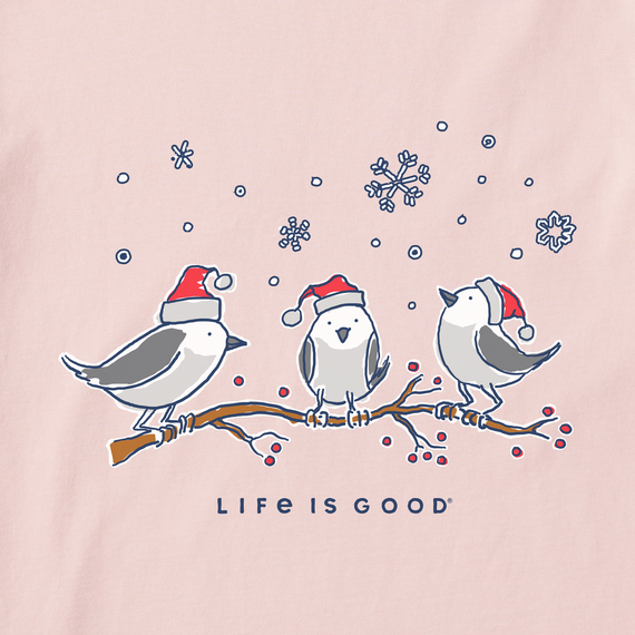 Life is Good Women's Crusher Vee - Three Little Holiday Birds