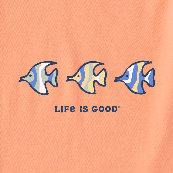 Life is Good Women's Crusher Vee - Three Colorful Fish
