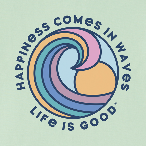 Life is Good Women's Long Sleeve Crusher Lite - Happiness Comes in Waves Spectrum