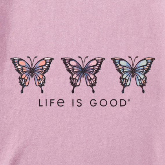 Life is Good Women's Crusher Lite Vee - Three Sketchy Butterflies