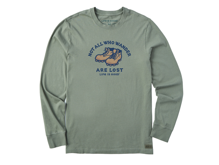 Life is Good Men's Long Sleeve Crusher Tee - Not All Who Wander Are Lost