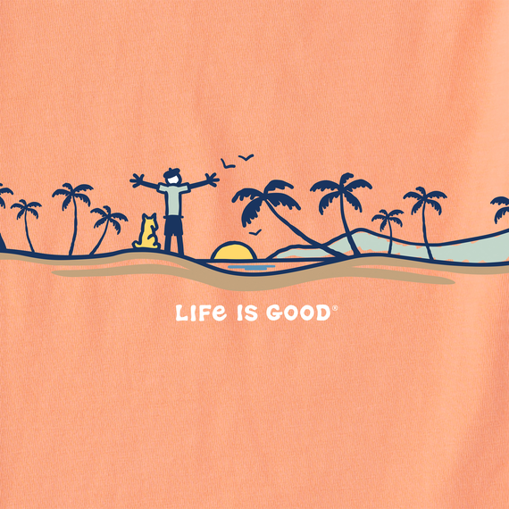 Life is Good Men's Long Sleeve Crusher Tee - Jake & Rocket Palm Sunrise Vista