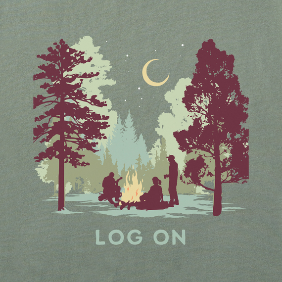 Life is Good Men's Crusher Lite Tee - Log On Campfire