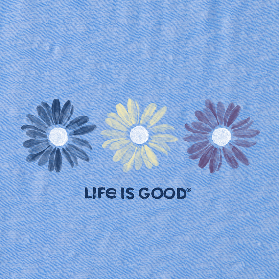 Life is Good Women's Textured Slub Tank - Three Painted Daisies