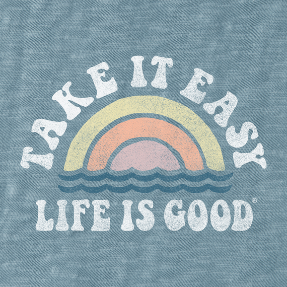 Life is Good Women's Textured Slub Tank - Take It Easy Rainbow Waves