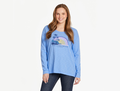 Life is Good Women's Relaxed Fit Long Sleeve Slub Tee - Here Comes the Sun Rainbow