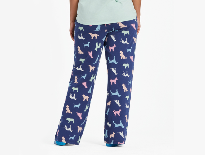 Life is Good Women's Snuggle Up Sleep Pant - Colorful Dogs Pattern