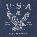 Life is Good Men's Textured Slub Hoodie - USA 1776 Eagle